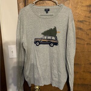 J. Crew Gray Sweater with Jeep Wagoneer